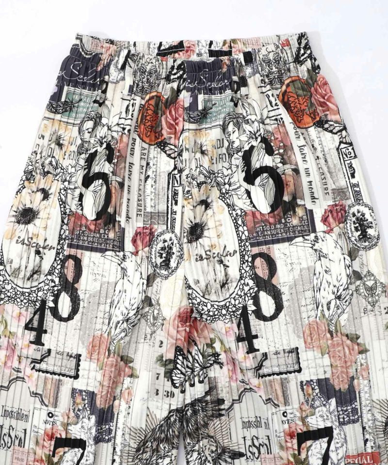 花柄ラベルプリーツパンツ-16