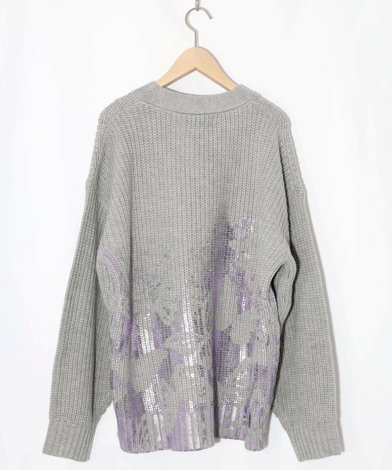 蝶柄箔プリントニットカーディガン-10