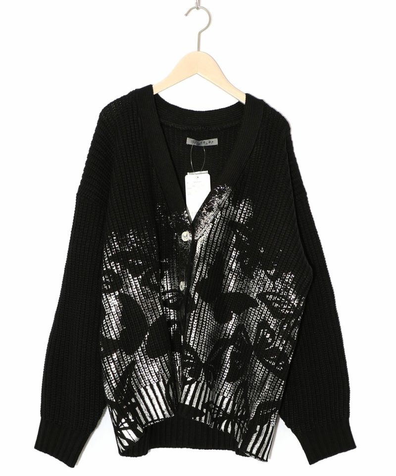 蝶柄箔プリントニットカーディガン-12