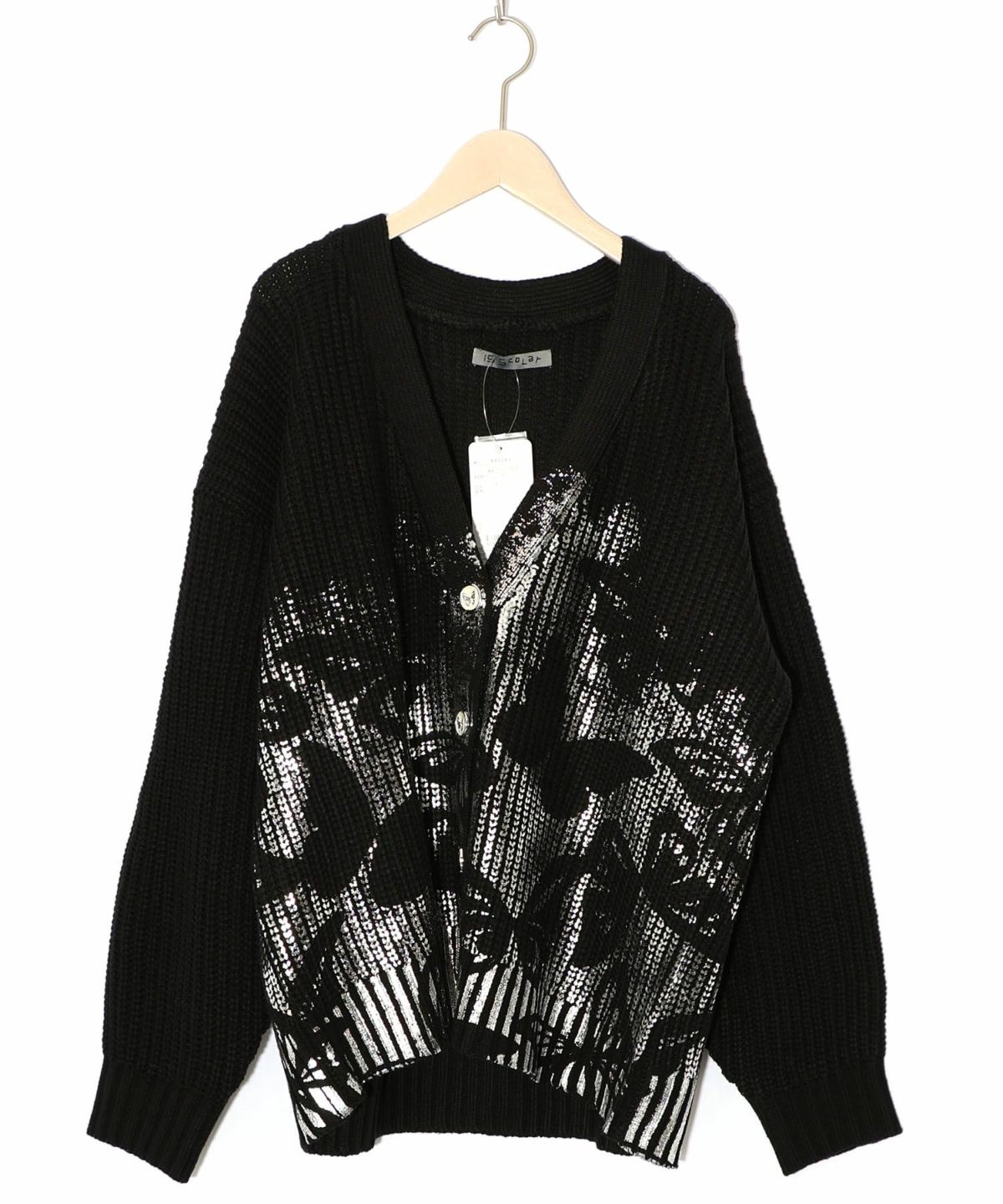 蝶柄箔プリントニットカーディガン-12