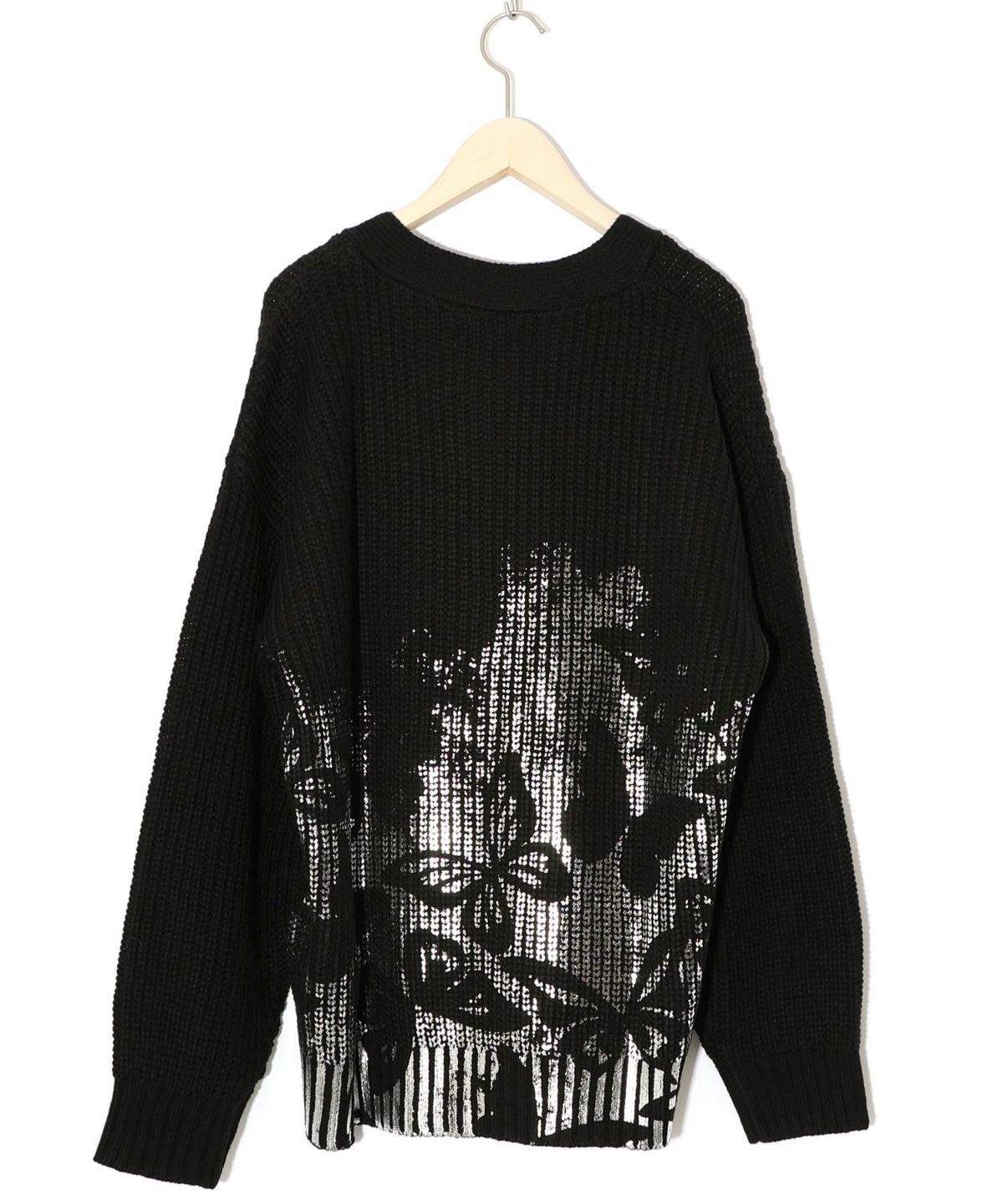 蝶柄箔プリントニットカーディガン-13