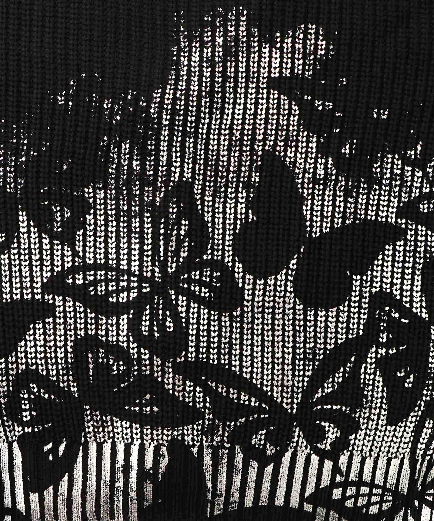 蝶柄箔プリントニットカーディガン-14