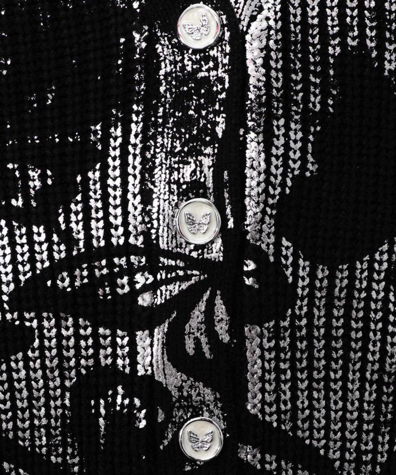 蝶柄箔プリントニットカーディガン-16