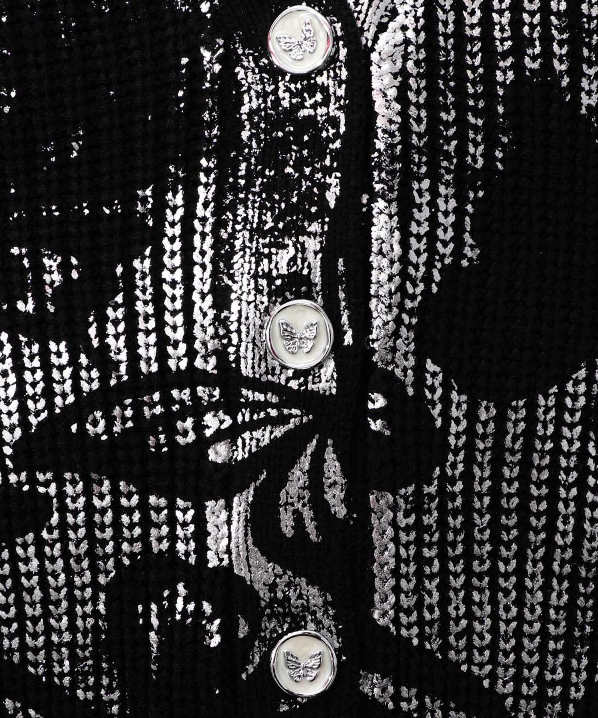 蝶柄箔プリントニットカーディガン-16