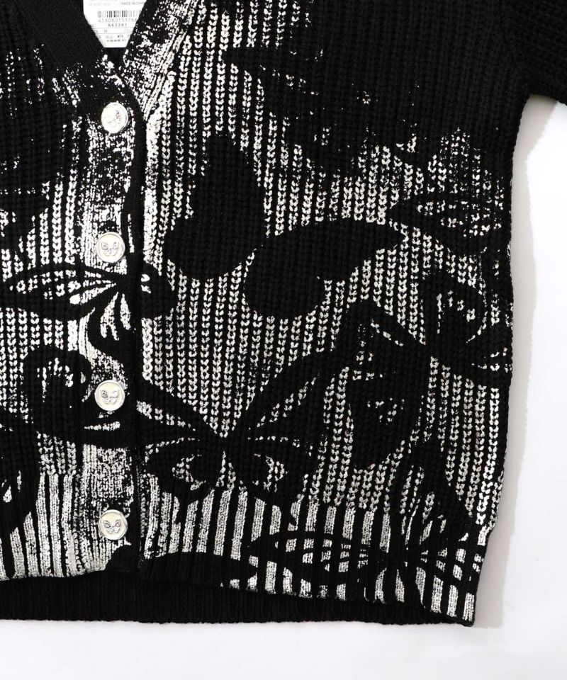 蝶柄箔プリントニットカーディガン-18