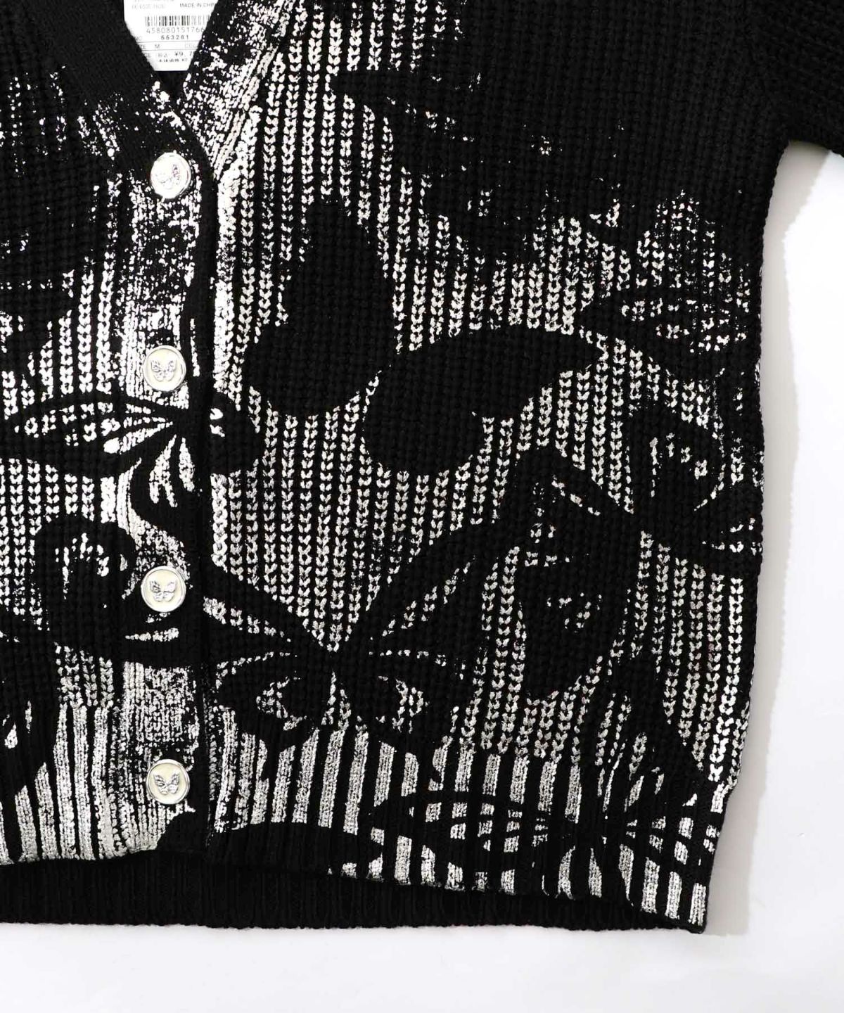 蝶柄箔プリントニットカーディガン-18