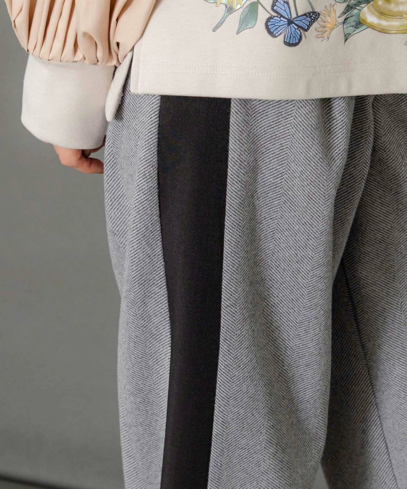 異素材切替×花束刺繍パンツ-7