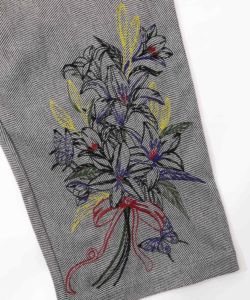 異素材切替×花束刺繍パンツ-10