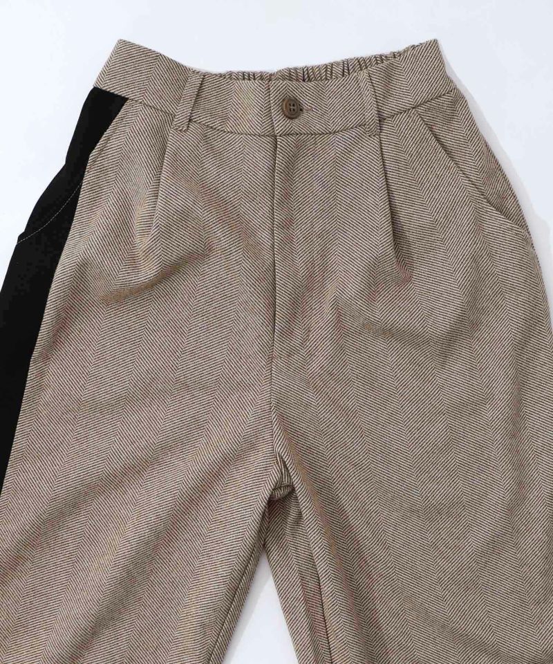 異素材切替×花束刺繍パンツ-15