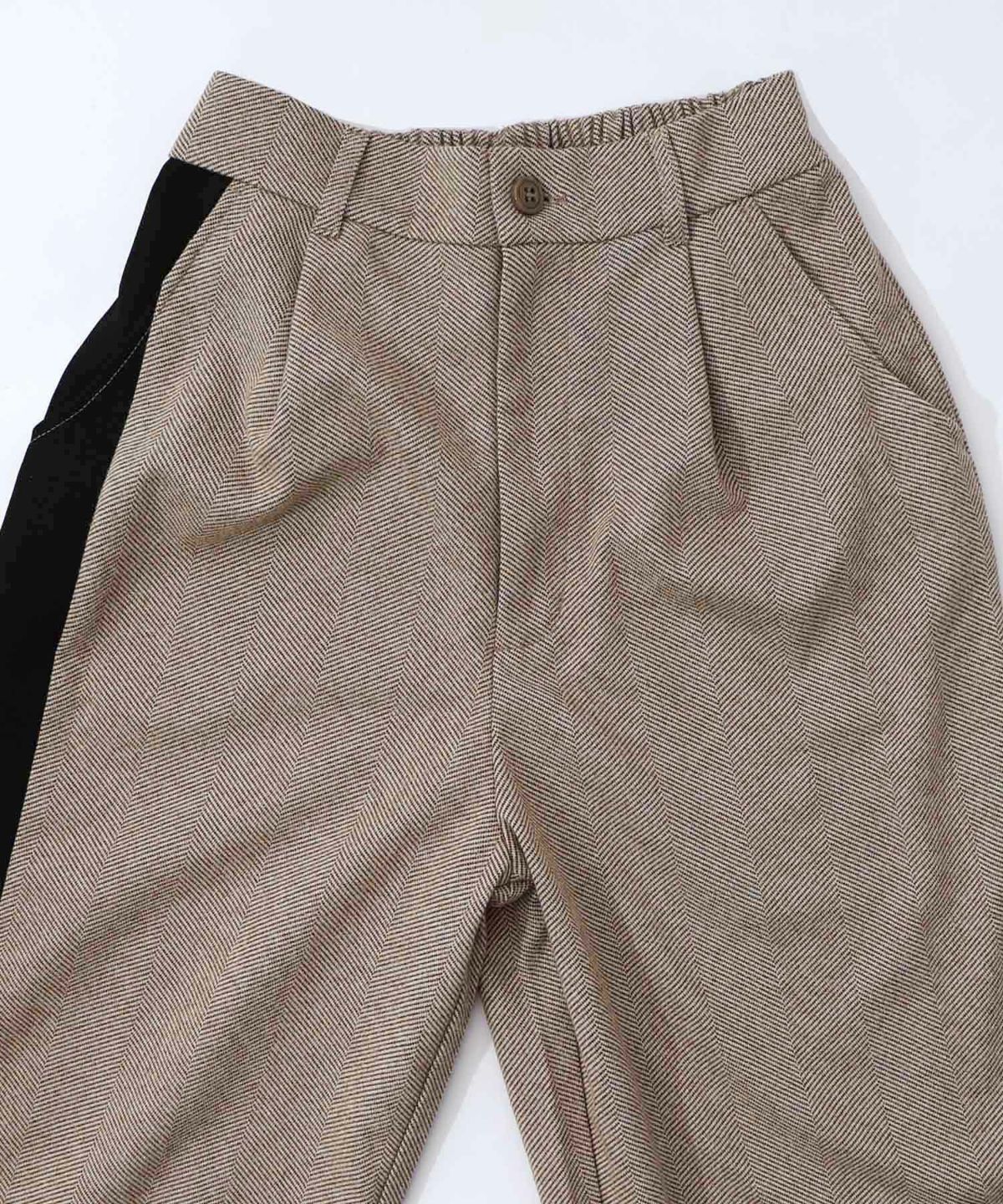 異素材切替×花束刺繍パンツ-15