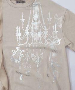 箔プリントシャンデリア フリル裏毛ワンピース-9