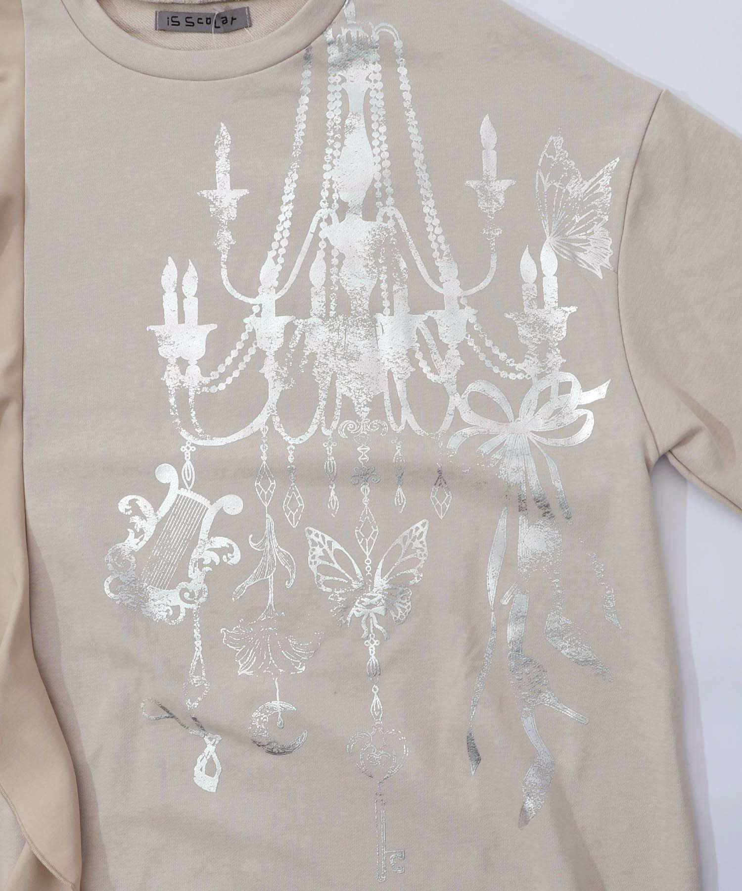 箔プリントシャンデリア フリル裏毛ワンピース-9