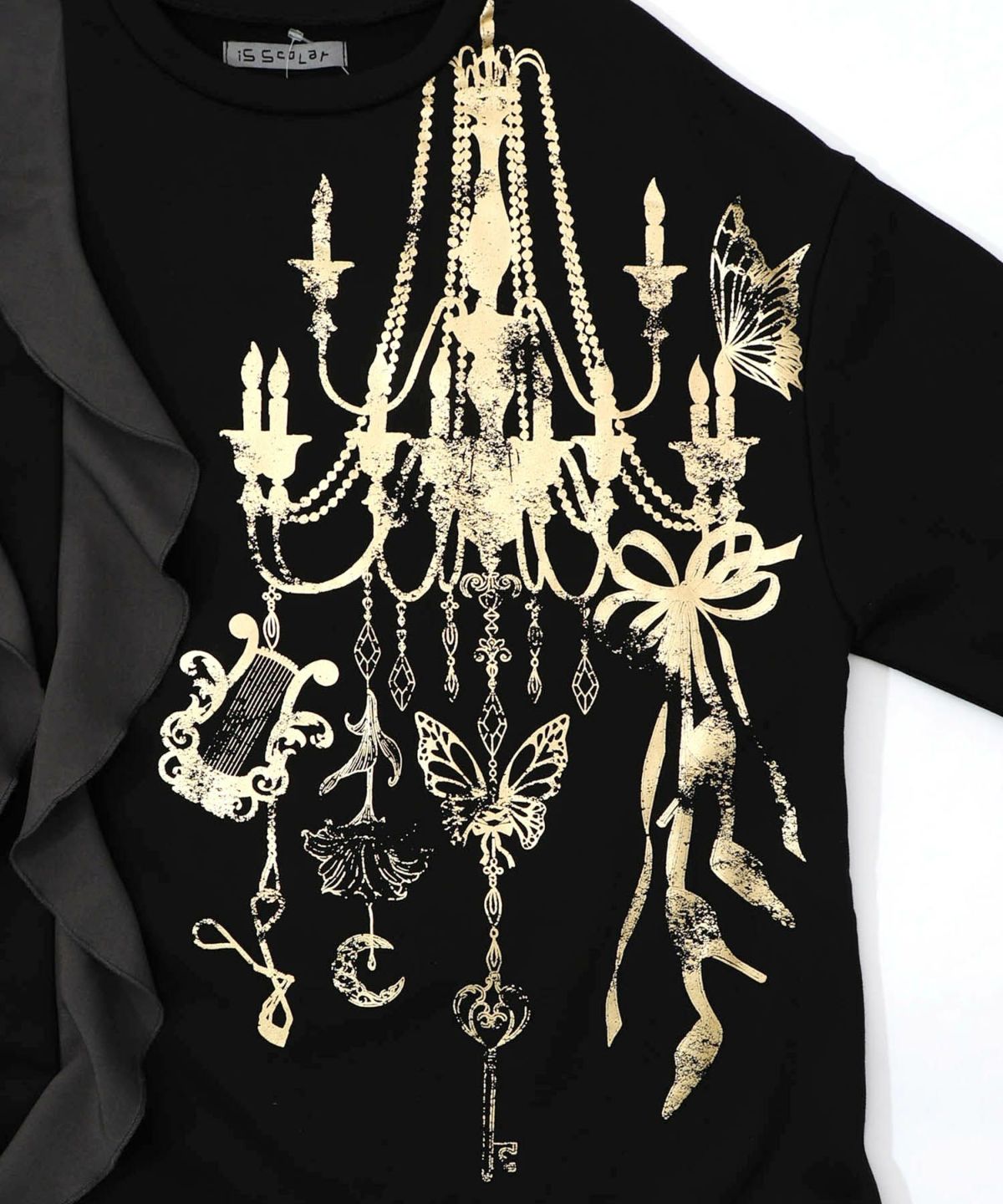 箔プリントシャンデリア フリル裏毛ワンピース-11