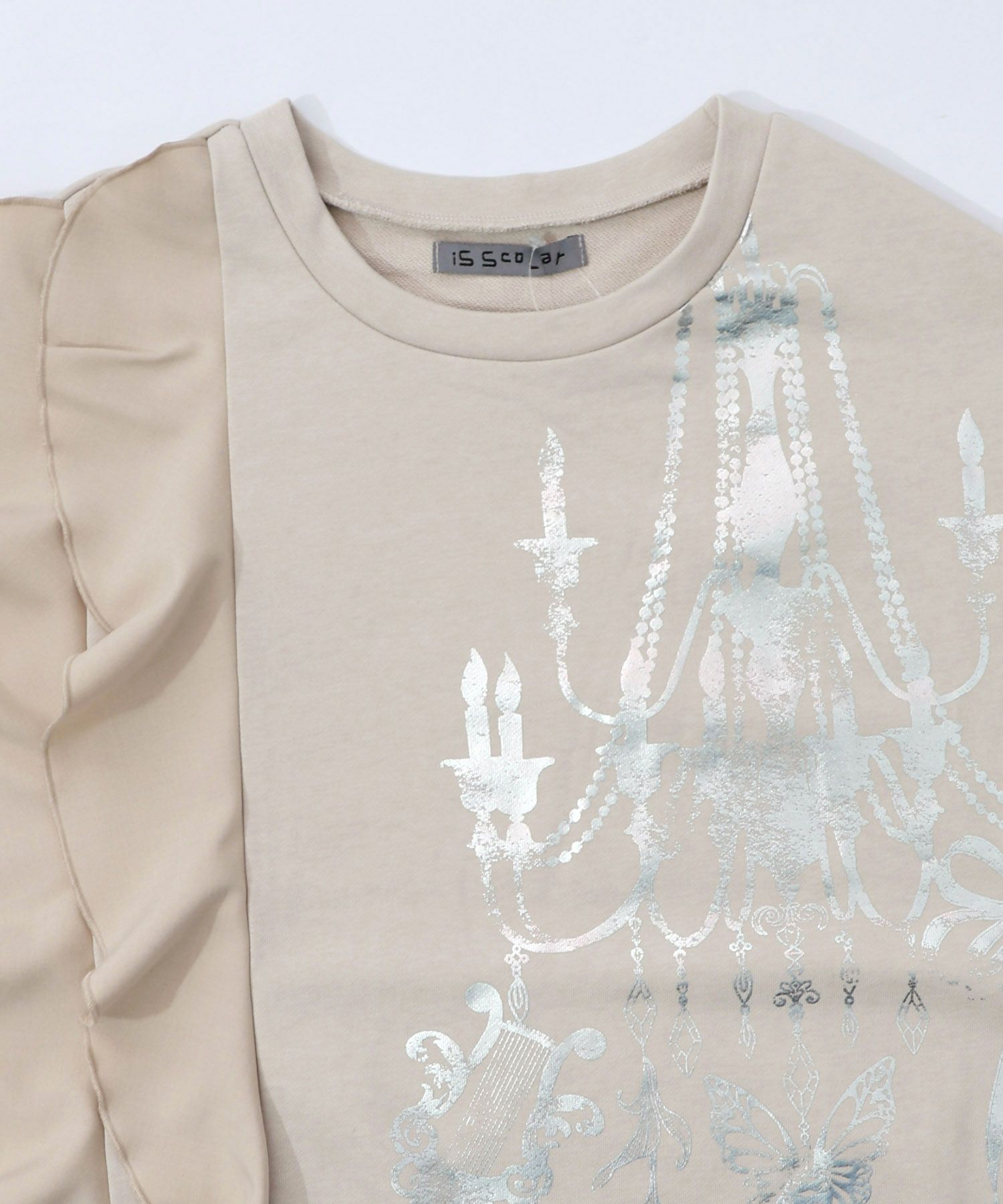 553278：箔プリントシャンデリア フリル裏毛ワンピースの通販-ScoLar