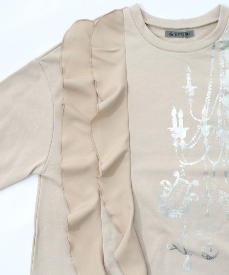 箔プリントシャンデリア フリル裏毛ワンピース-13