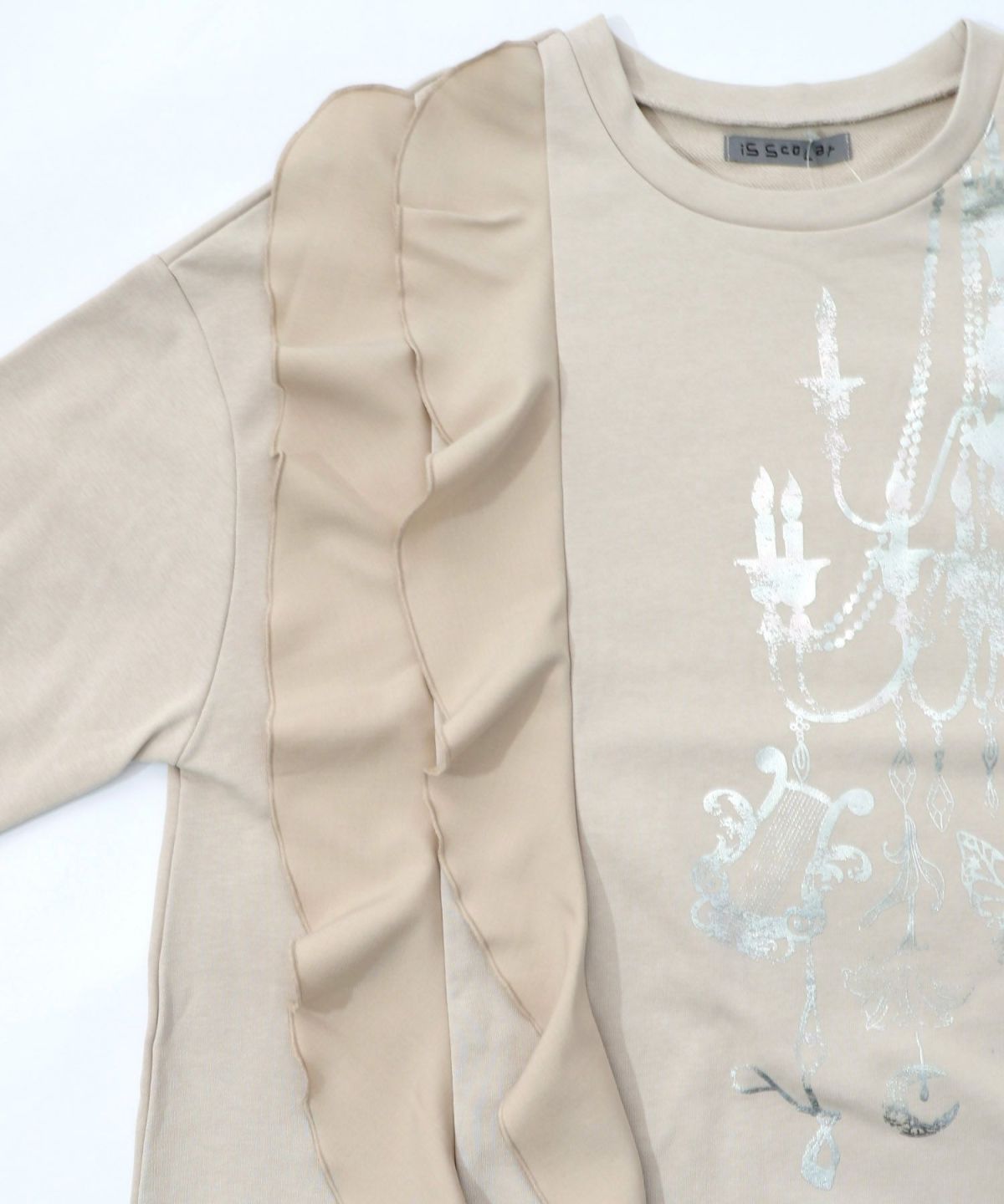 箔プリントシャンデリア フリル裏毛ワンピース-13