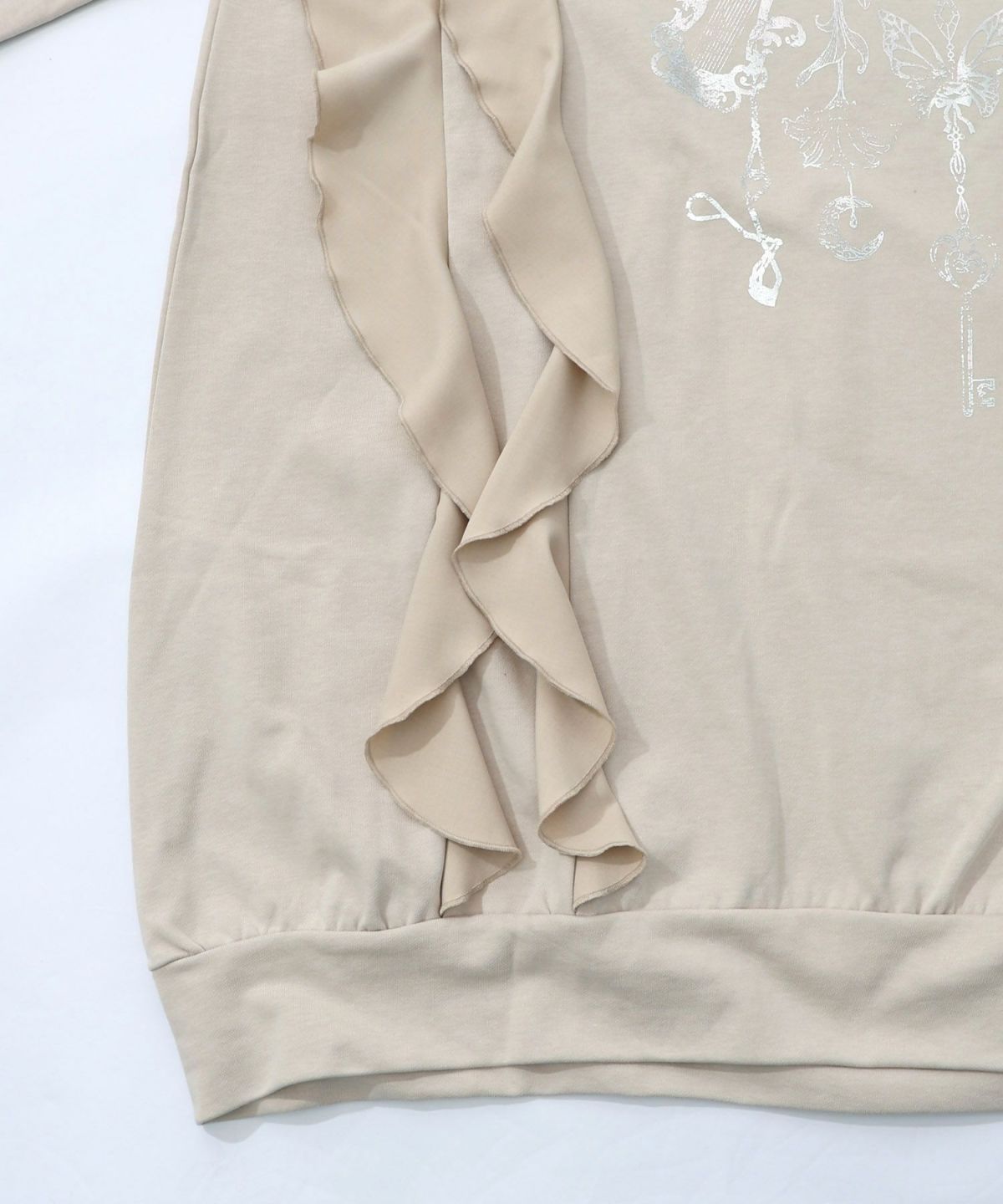 箔プリントシャンデリア フリル裏毛ワンピース-14