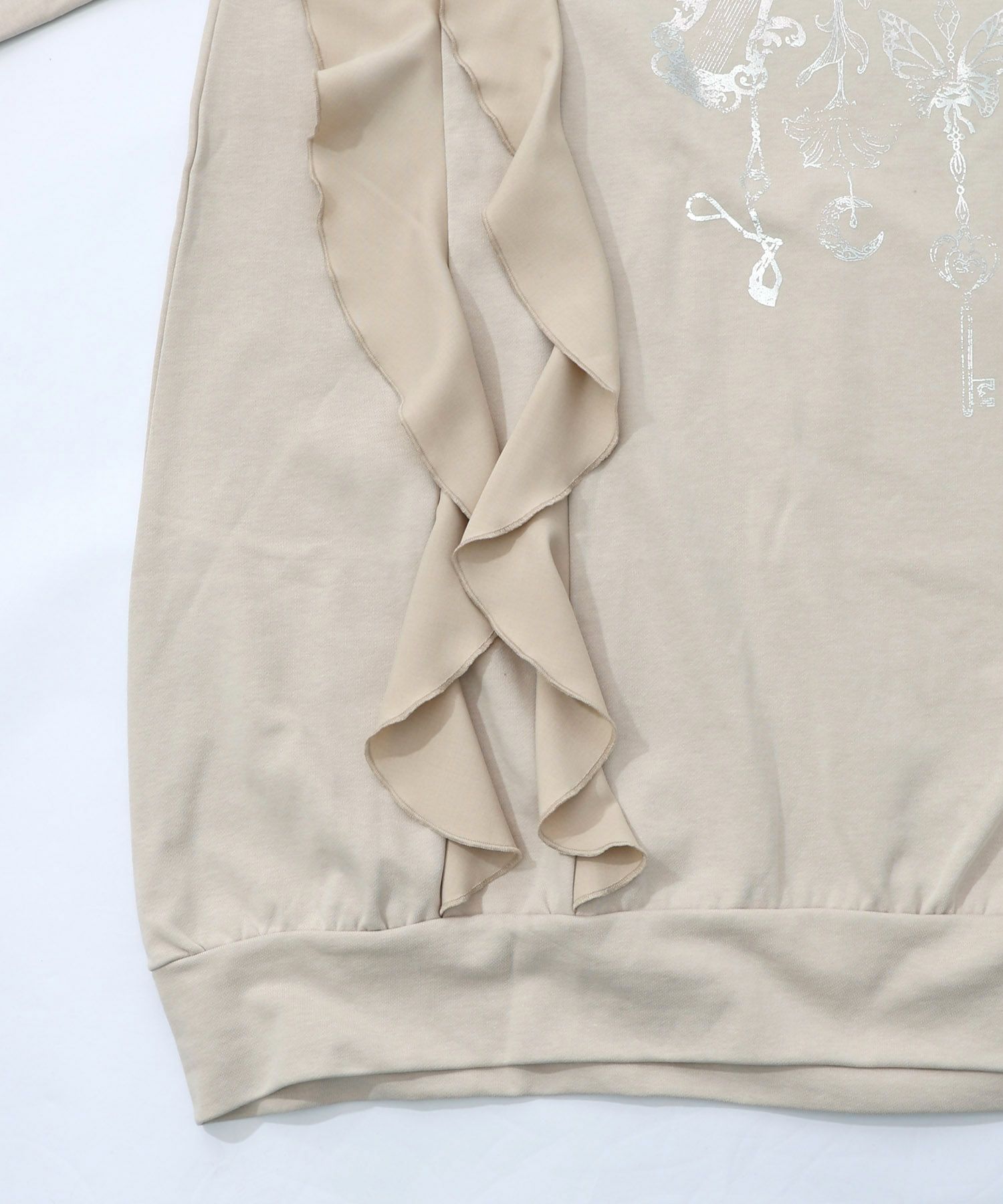 553278：箔プリントシャンデリア フリル裏毛ワンピースの通販-ScoLar