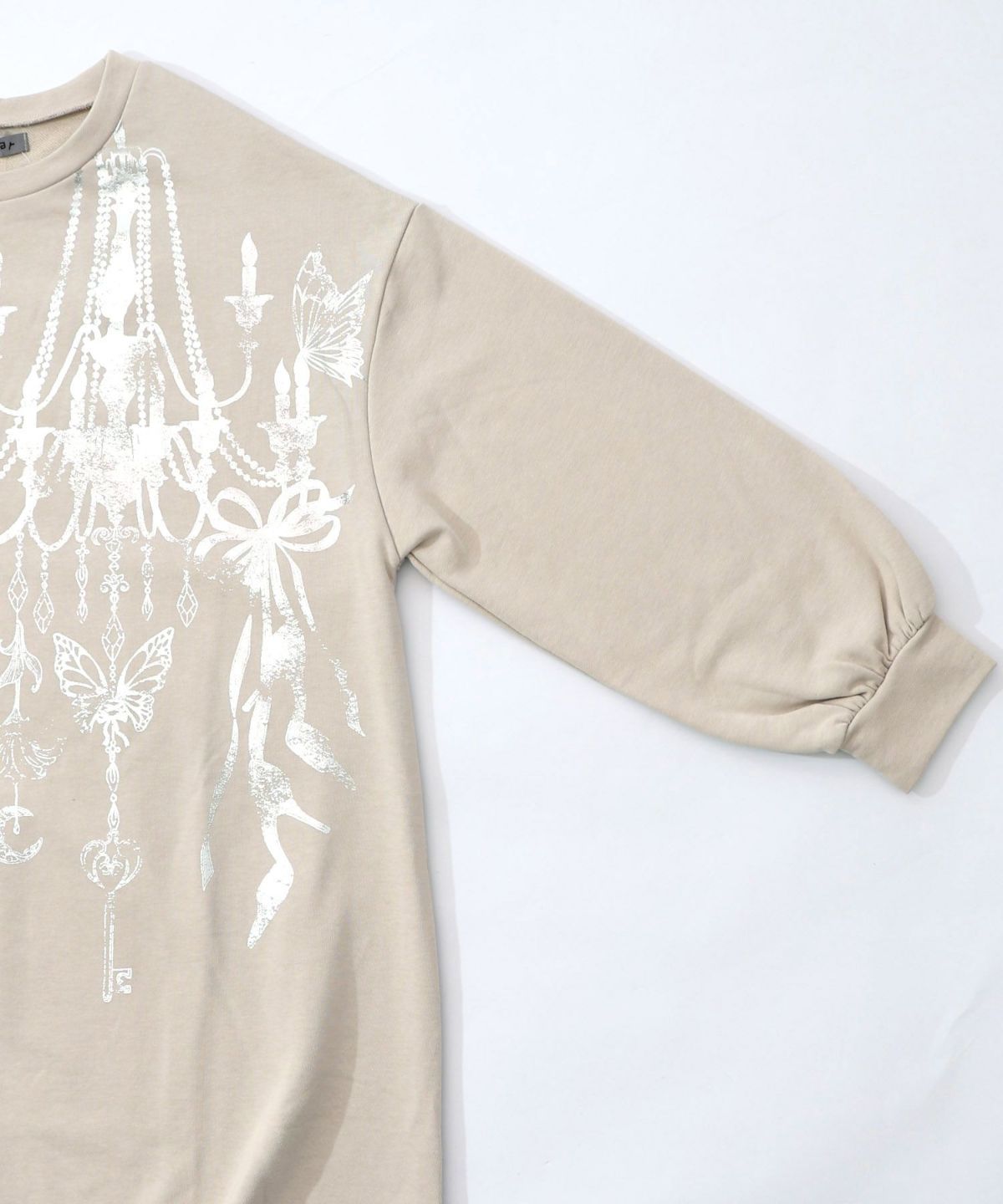 箔プリントシャンデリア フリル裏毛ワンピース-15