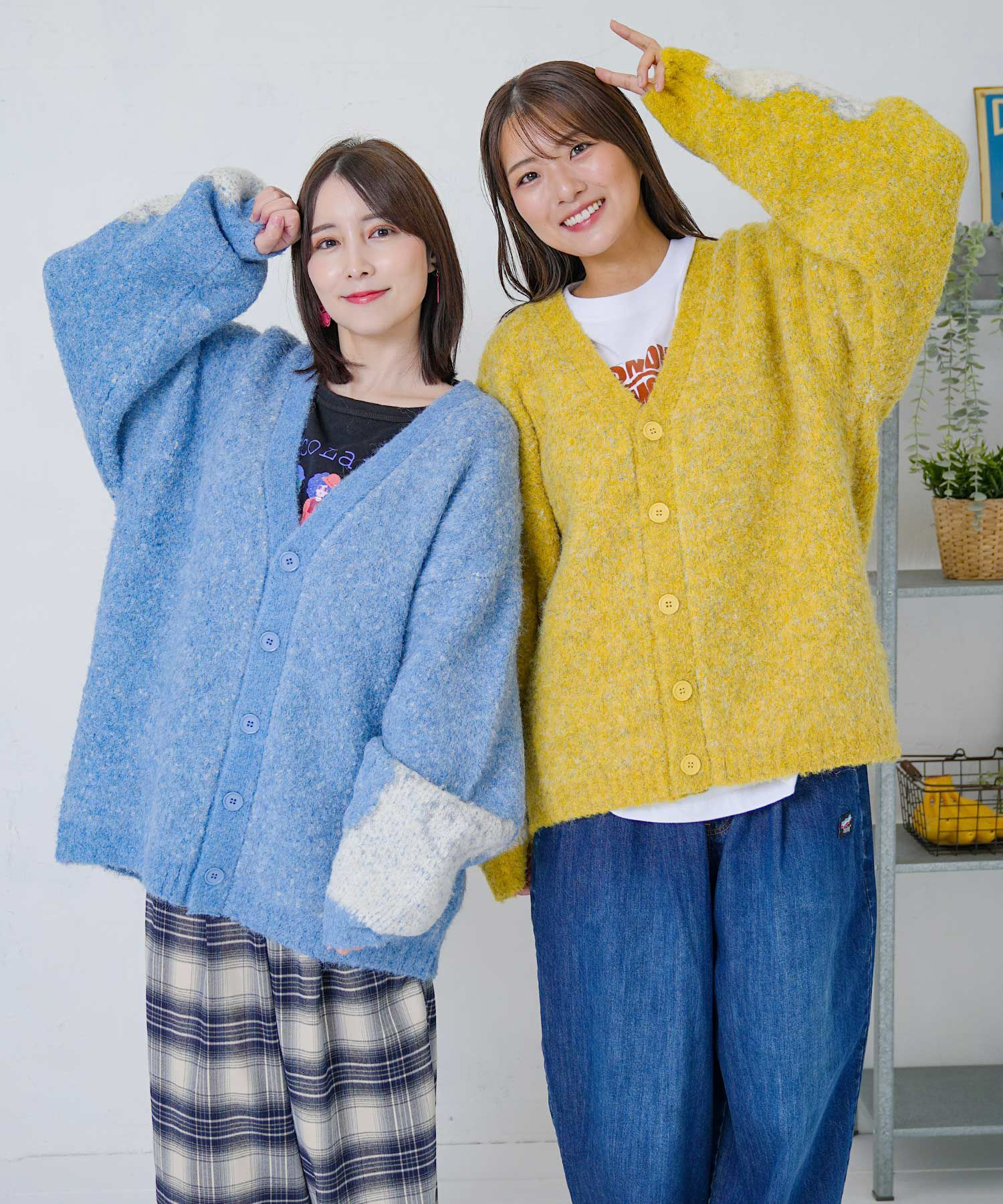 じゃれねこ『12月☆35 スノー×ブルー』 353143：ひつじネコのシャギーニットカーディガンの通販-ScoLar