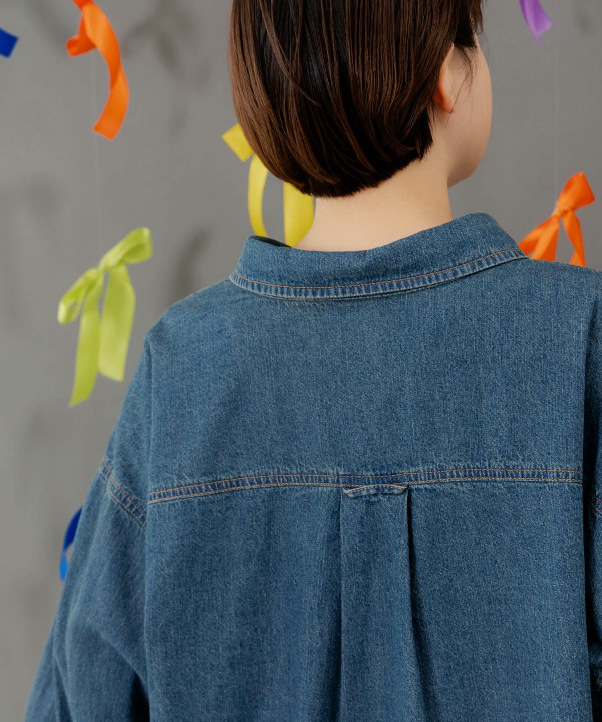 ラビルとネコのスノーメモリー刺繍デニムシャツ-12