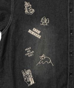 ラビルとネコのスノーメモリー刺繍デニムシャツ-20