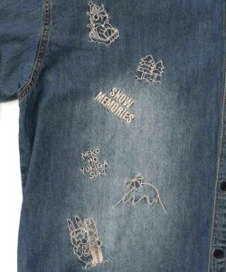 ラビルとネコのスノーメモリー刺繍デニムシャツ-23