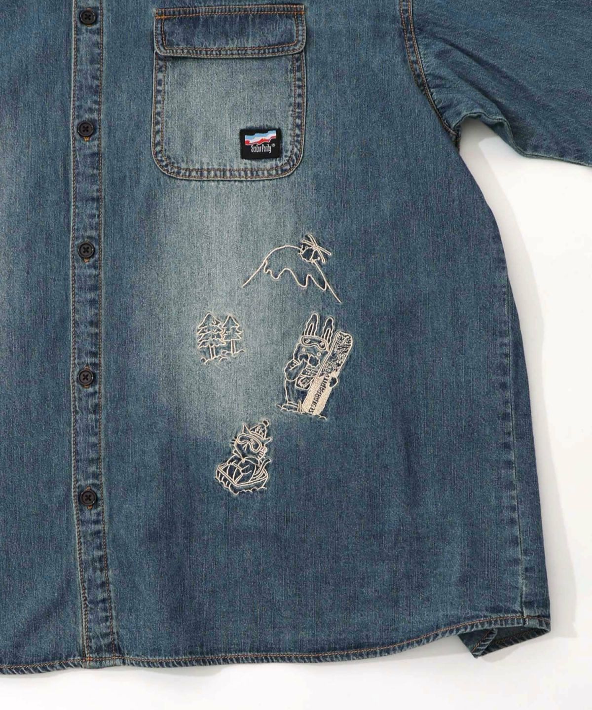 ラビルとネコのスノーメモリー刺繍デニムシャツ-27