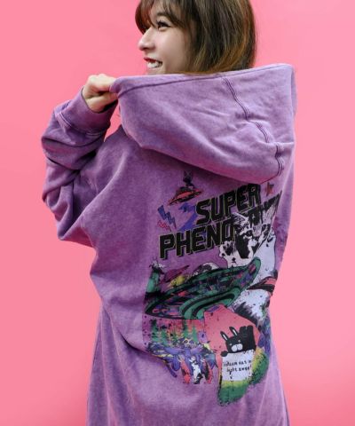 153774：超常現象プリント ケミカル加工裏毛パーカーの通販-ScoLar