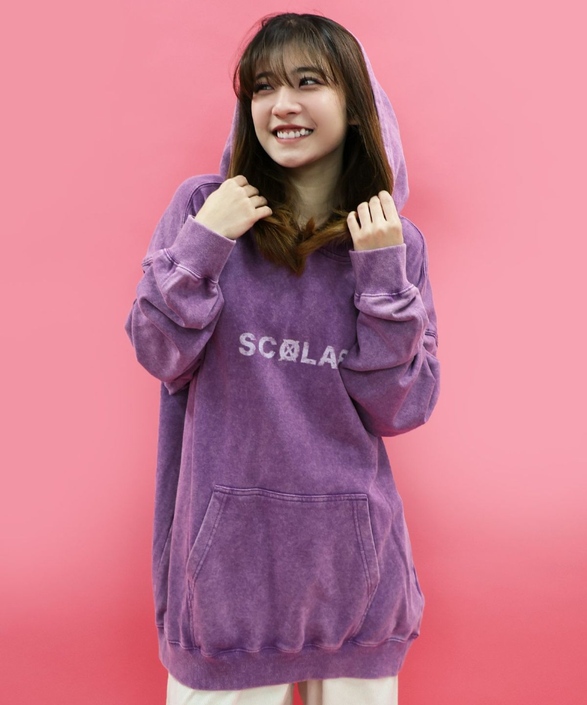 超常現象プリント ケミカル加工裏毛パーカー-2