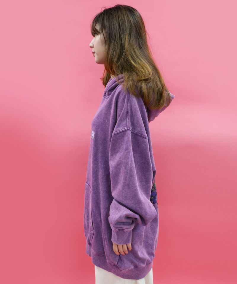 超常現象プリント ケミカル加工裏毛パーカー-3