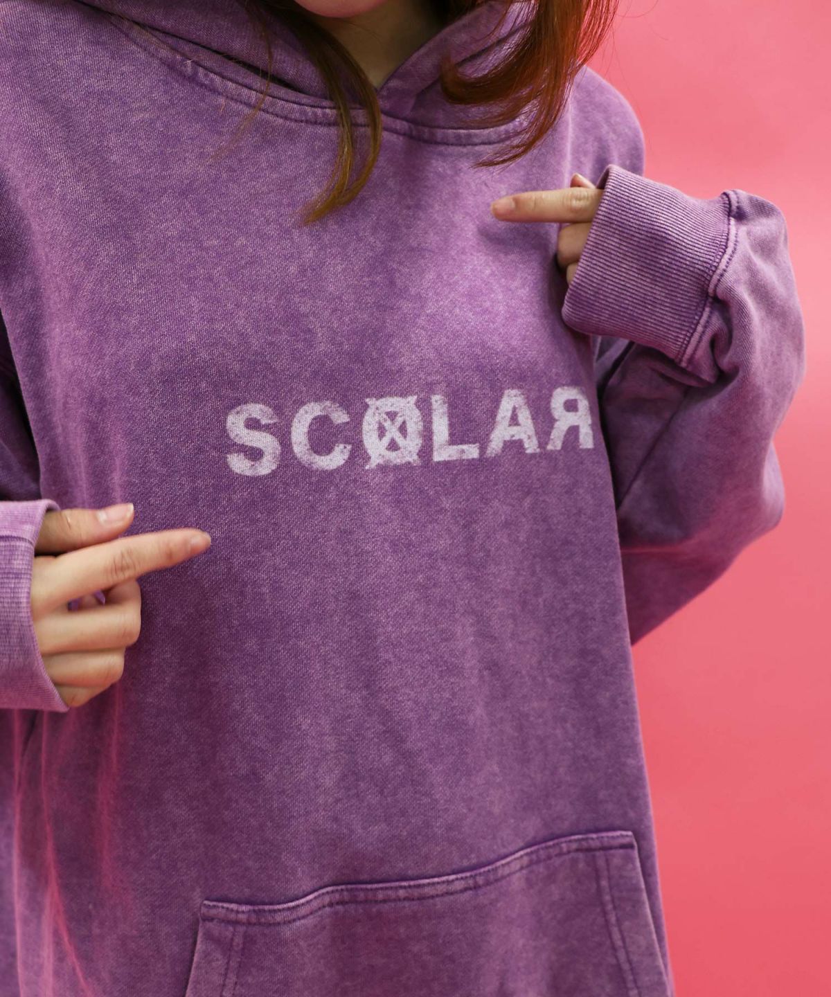 超常現象プリント ケミカル加工裏毛パーカー-5