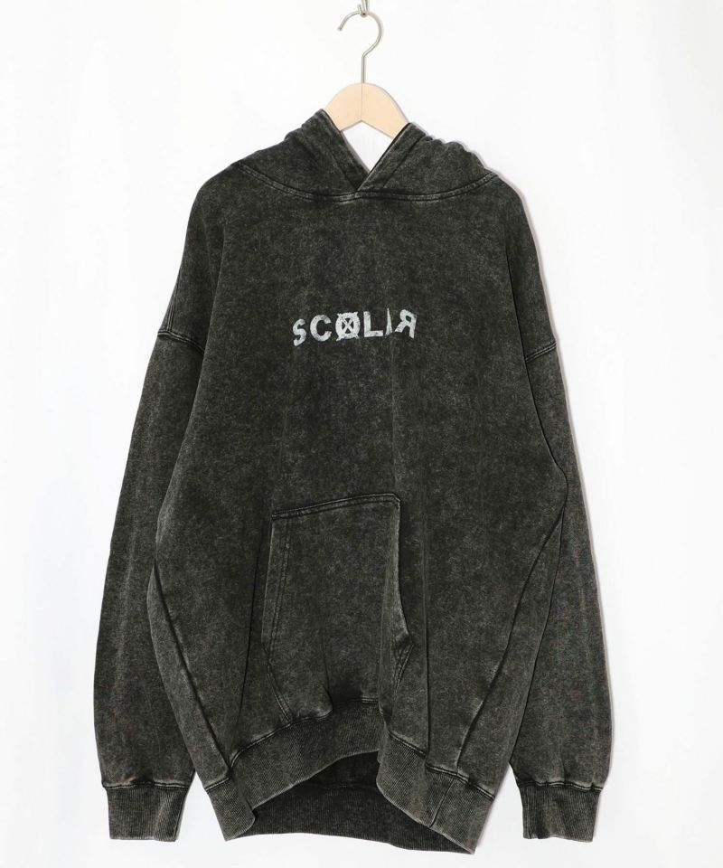 超常現象プリント ケミカル加工裏毛パーカー-1