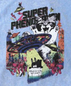 超常現象プリント ケミカル加工裏毛パーカー-6