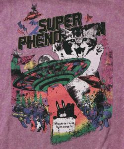 超常現象プリント ケミカル加工裏毛パーカー-9