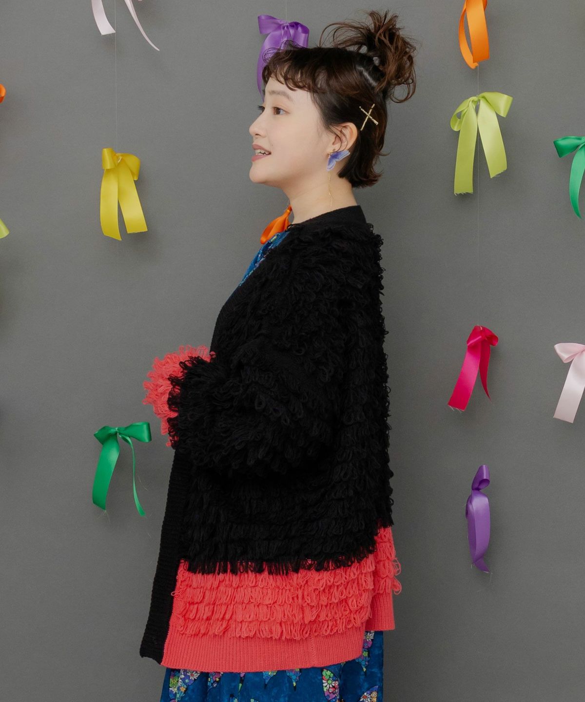 バイカラーフリンジニットカーディガン-4