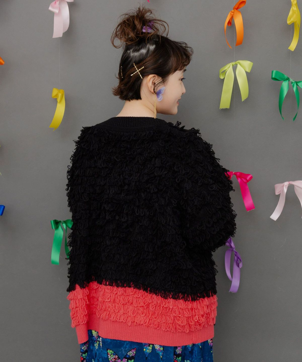 バイカラーフリンジニットカーディガン-6