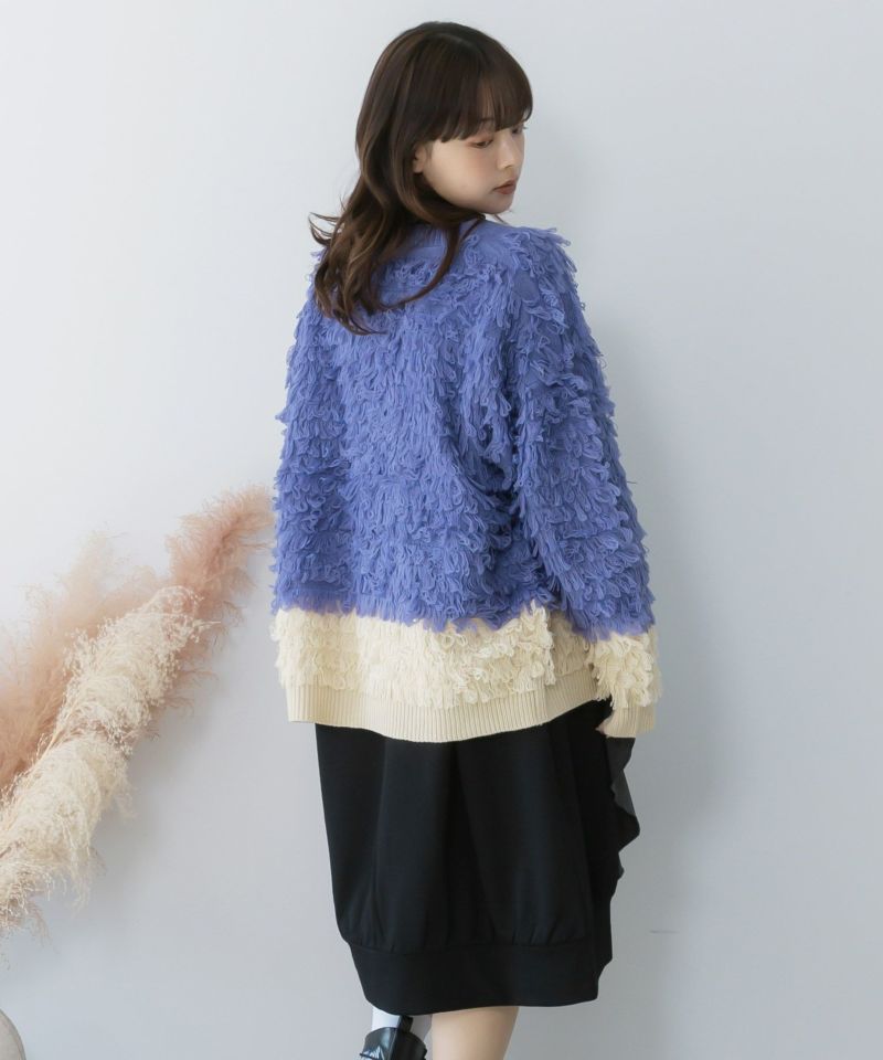 バイカラーフリンジニットカーディガン-12