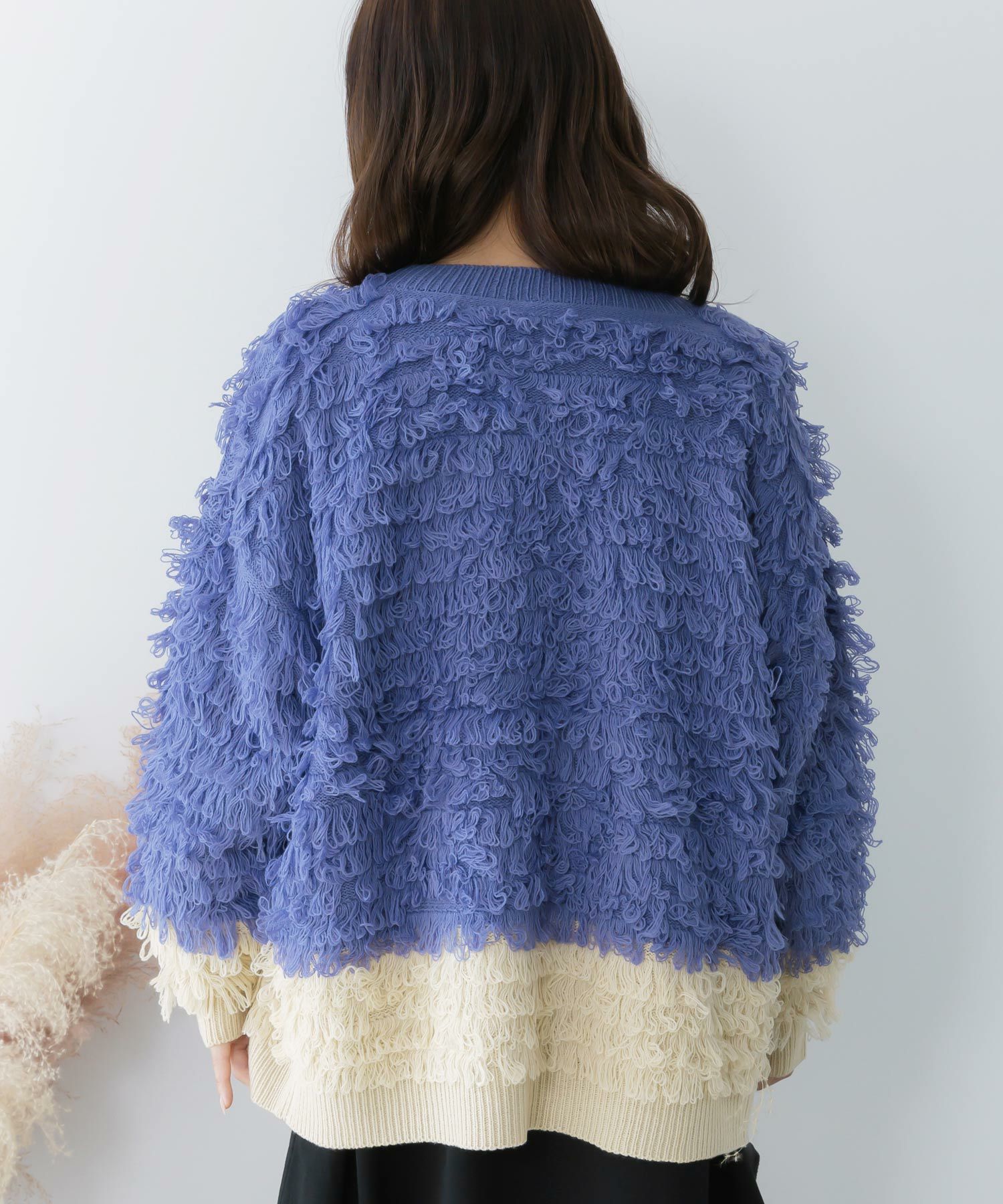 バイカラーフリンジニットカーディガン-13