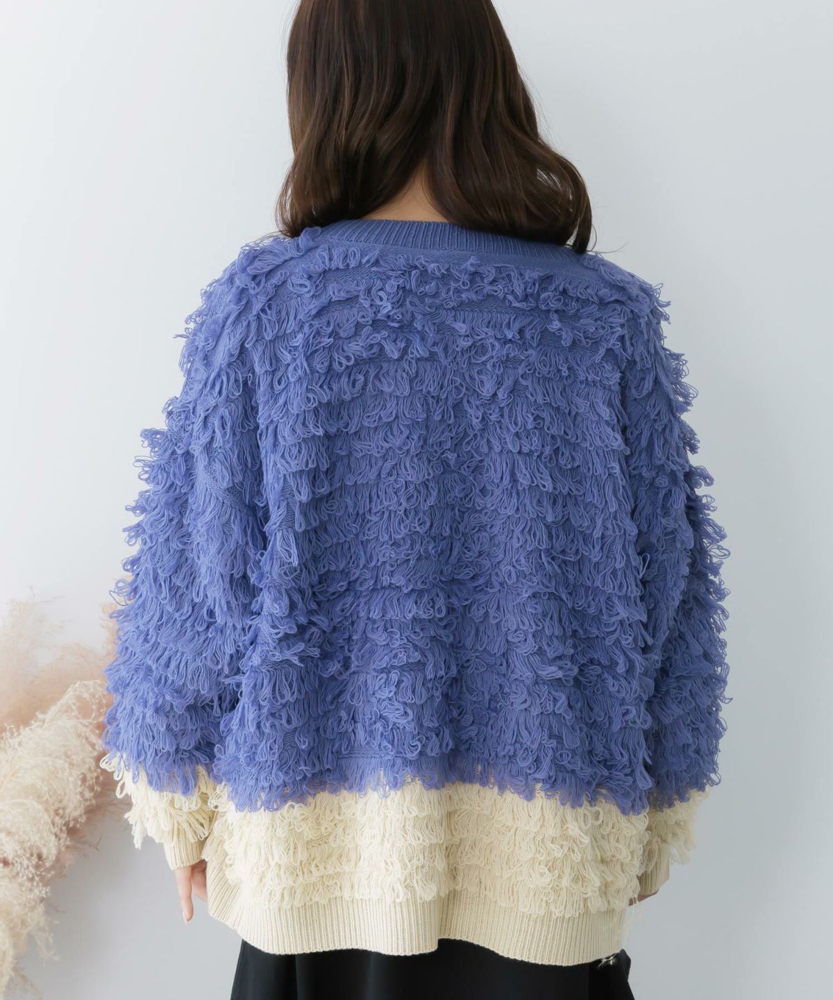 バイカラーフリンジニットカーディガン-13