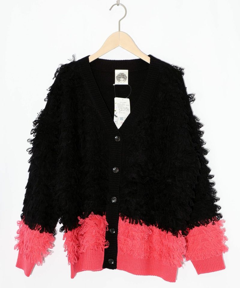 バイカラーフリンジニットカーディガン-15