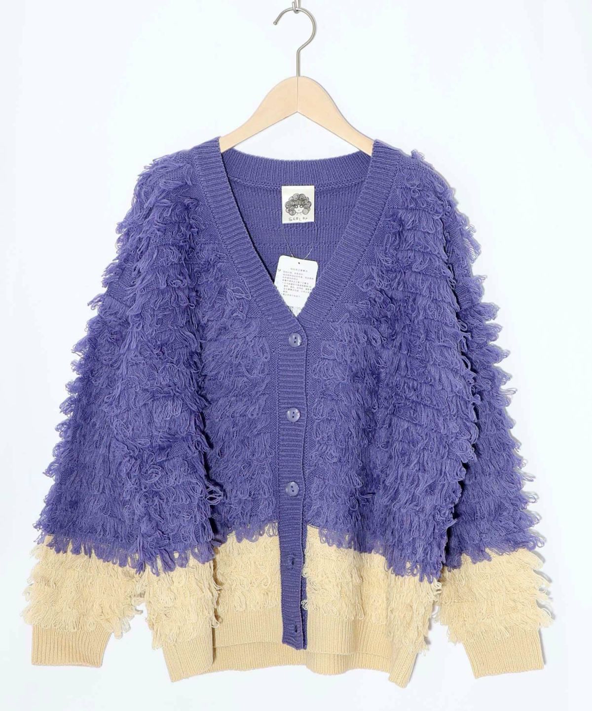 バイカラーフリンジニットカーディガン-17