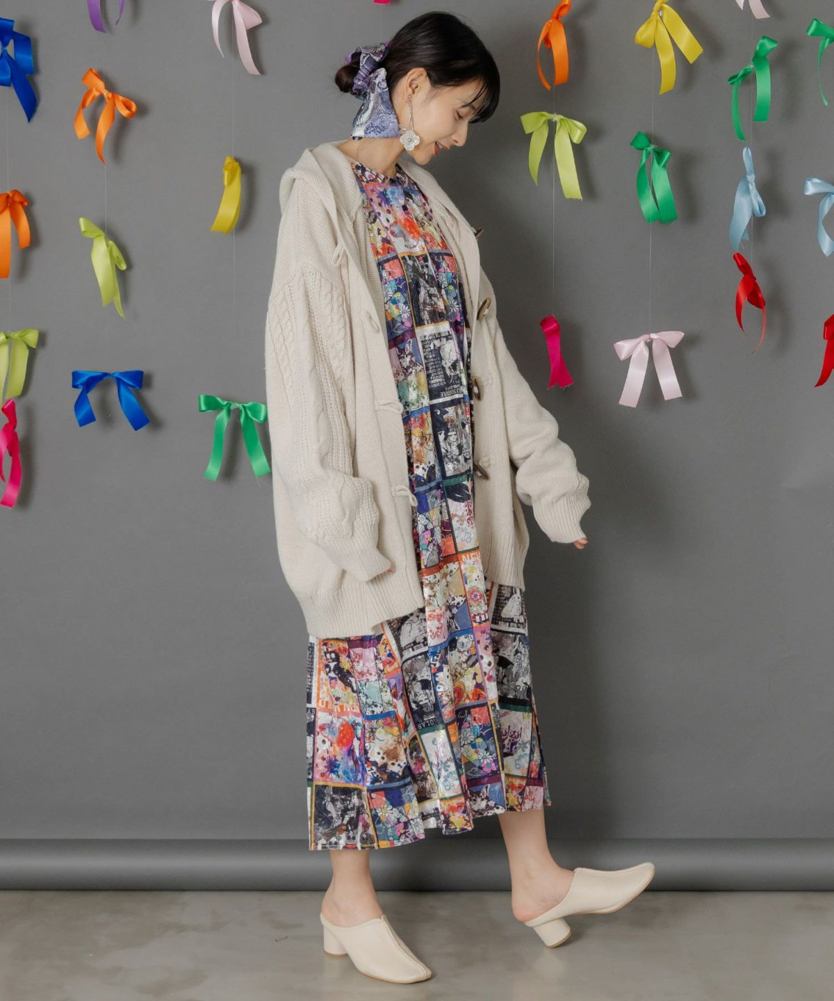 蝶刺繍ニットカーディガン-3