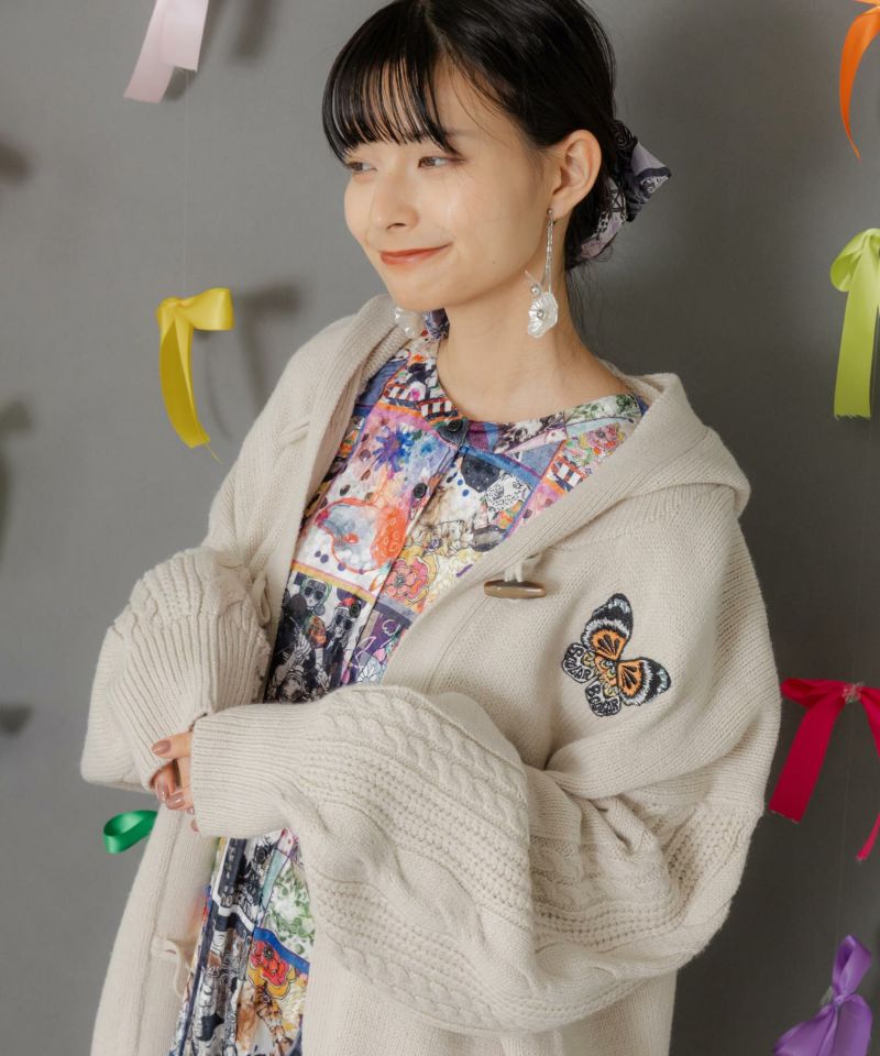 蝶刺繍ニットカーディガン-7