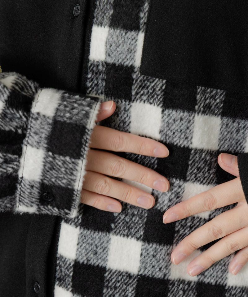 POP刺繍×チェック柄シャツ-9