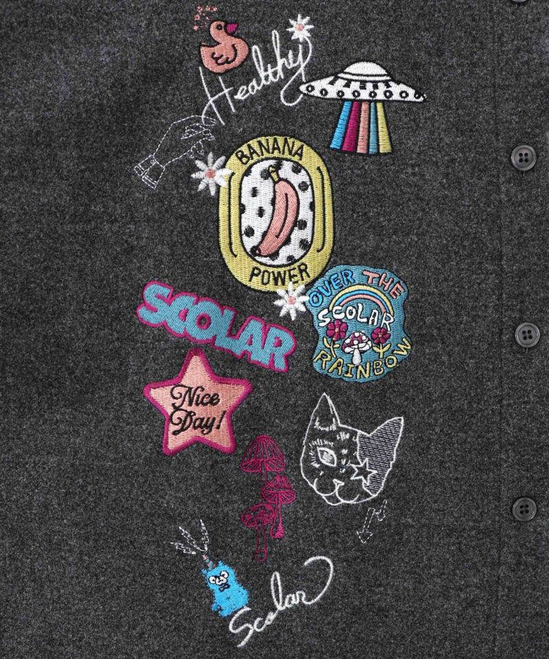 POP刺繍×チェック柄シャツ-12