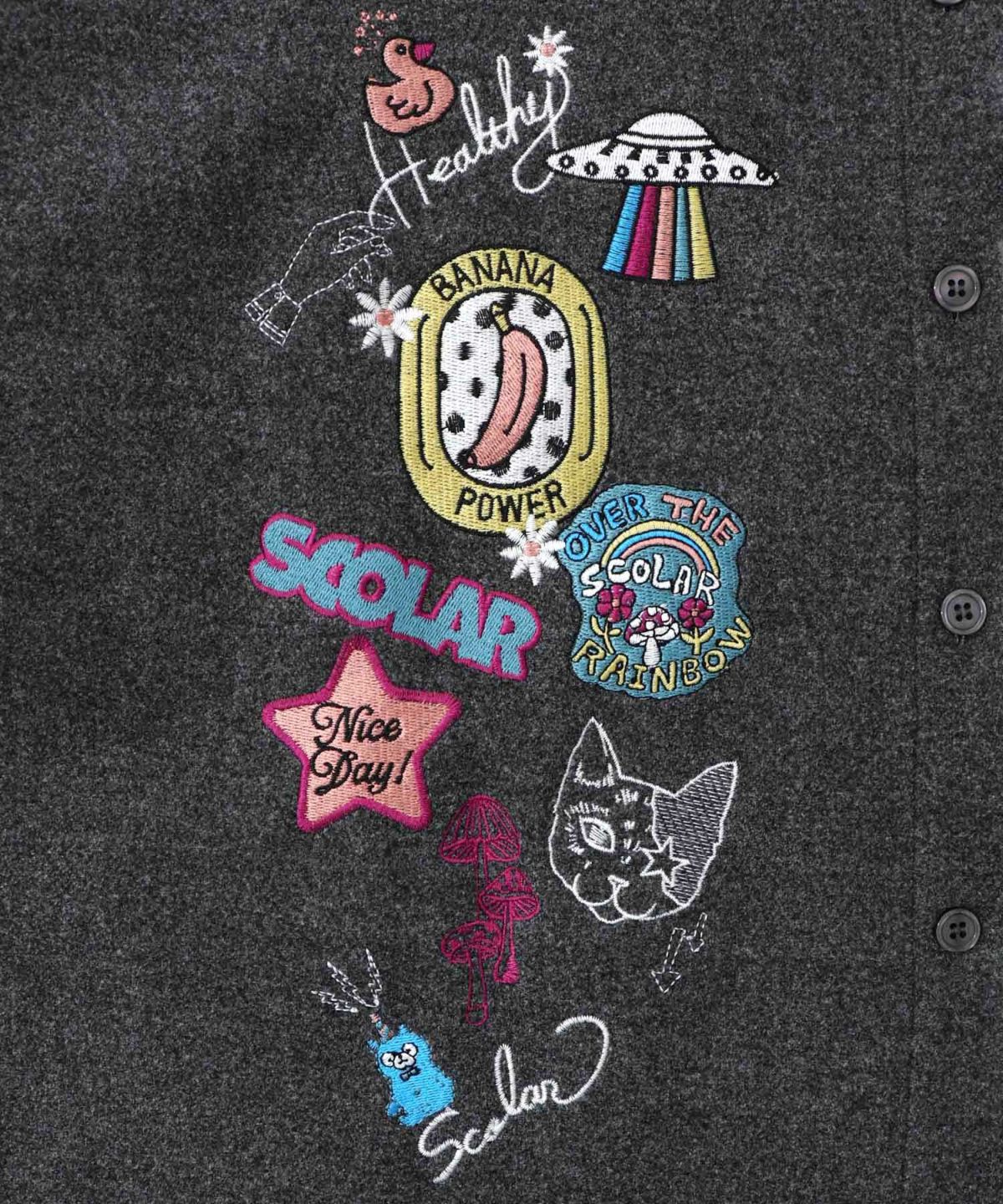 POP刺繍×チェック柄シャツ-12