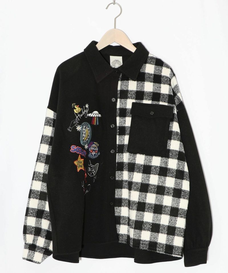 POP刺繍×チェック柄シャツ-16