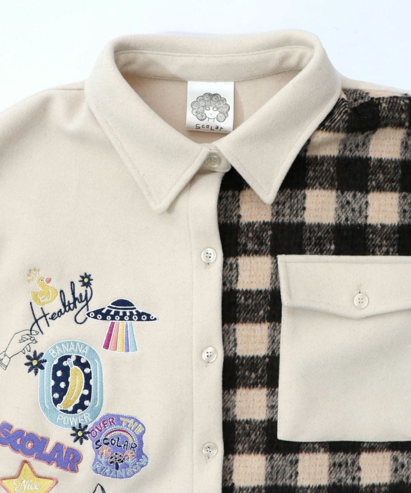 POP刺繍×チェック柄シャツ-19