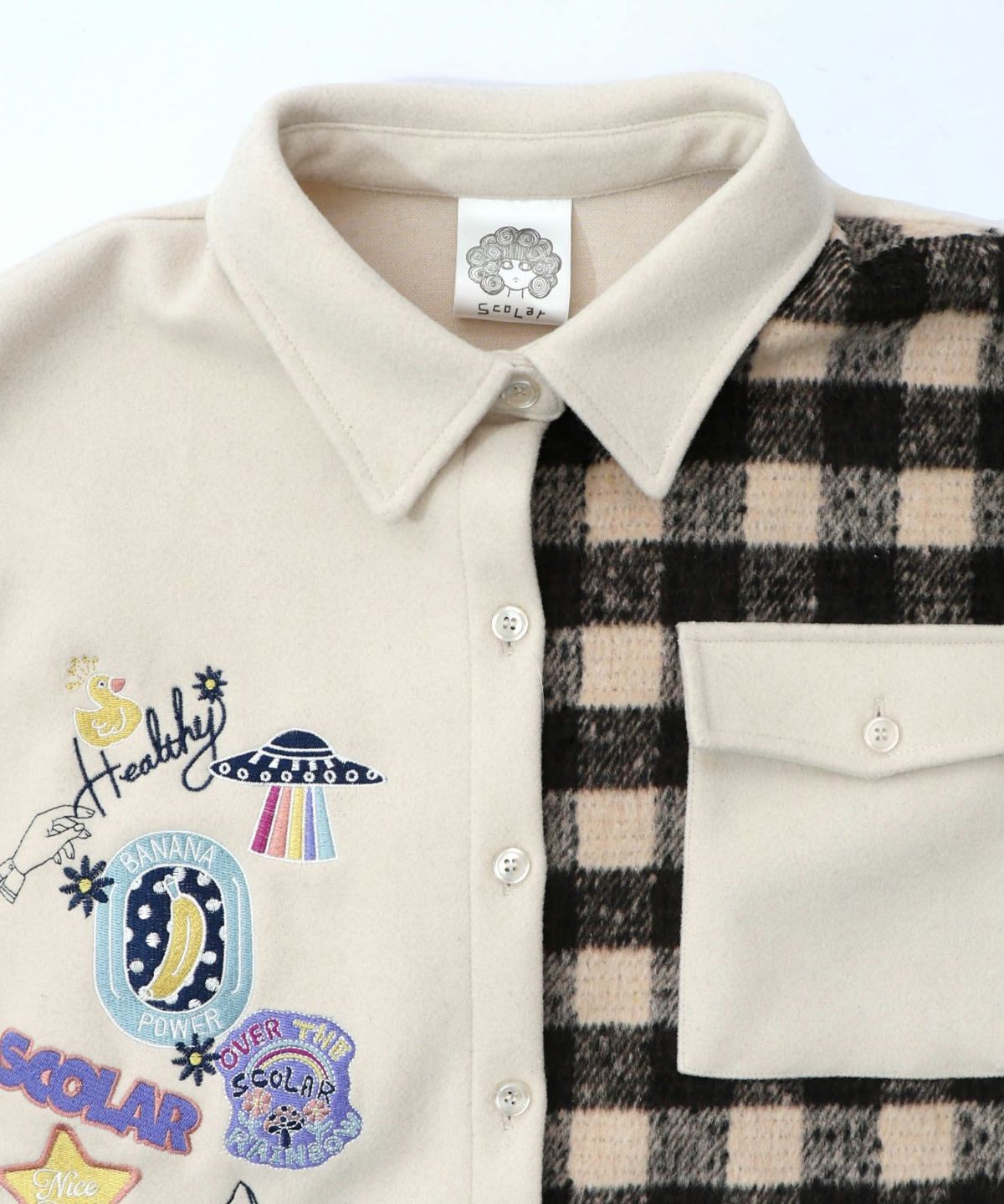 POP刺繍×チェック柄シャツ-19